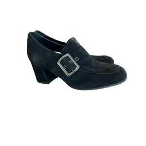 Earthies Rhea Women's Black Suede Leather Pumps Heels Loafers Shoes Size 10